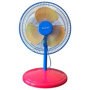 1990s Vtg Colorblock Duracraft 3 Speed Fan Blue Red Yellow Model DS-1510 24"